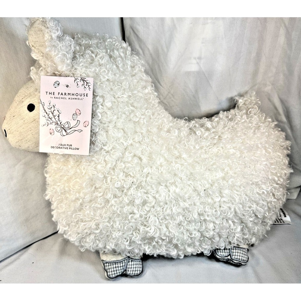The Farmhouse by Rachel Ashwell Sheep (Large)  Faux Fur Decorative Pillow